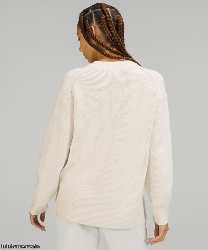Lululemon Damen DELULU466 | Lululemon Deutschland Gerippter Rundhalspullover Aus Einer Merinowollmischung In White Opal